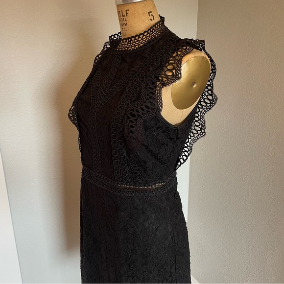 SHEIN- SZ M Black Lace Mock Neck Dress - Picture 4 of 7